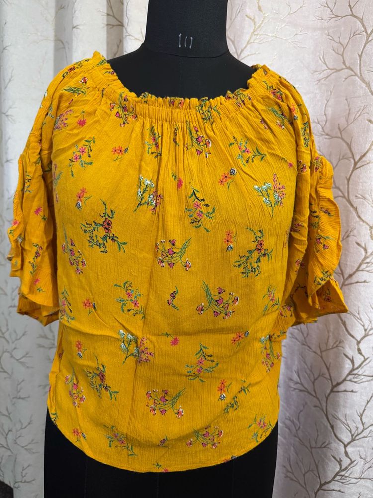 Floral Off-Shoulder Yellow Top