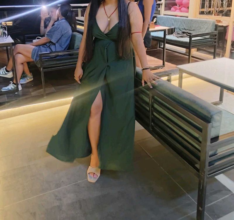 Green Slit Maxi Dress