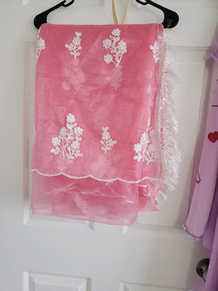 Pink Embroidered  Heavy Saree With Stitched Blouse