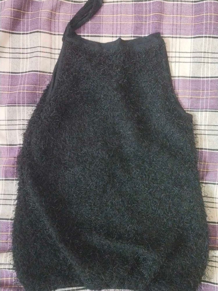 Fuzzy Black Tank Top