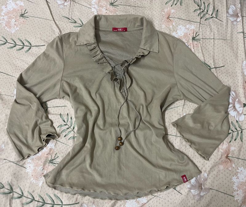 Y2K Cottagecore Beige Top