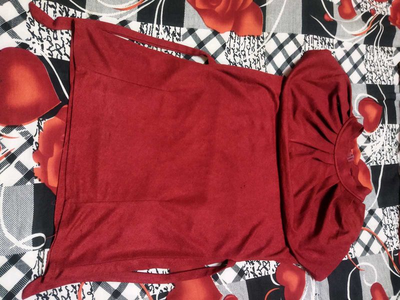 Red Ruffled Sleeve Top