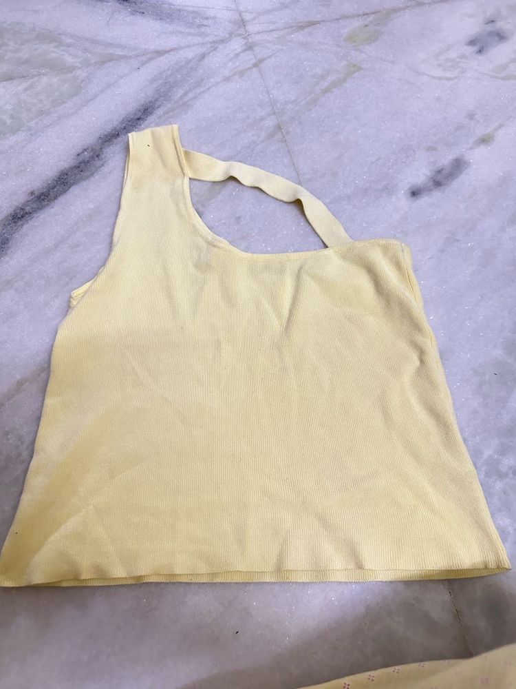Yellow Asymmetrical Tank Top