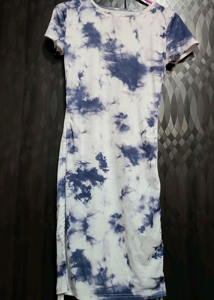 Drawstring Bodycon Tie Dye Dress Trending