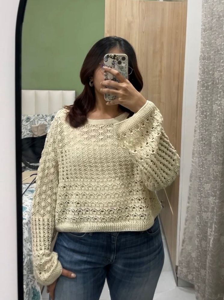 MANGO Openwork Panel Sweater