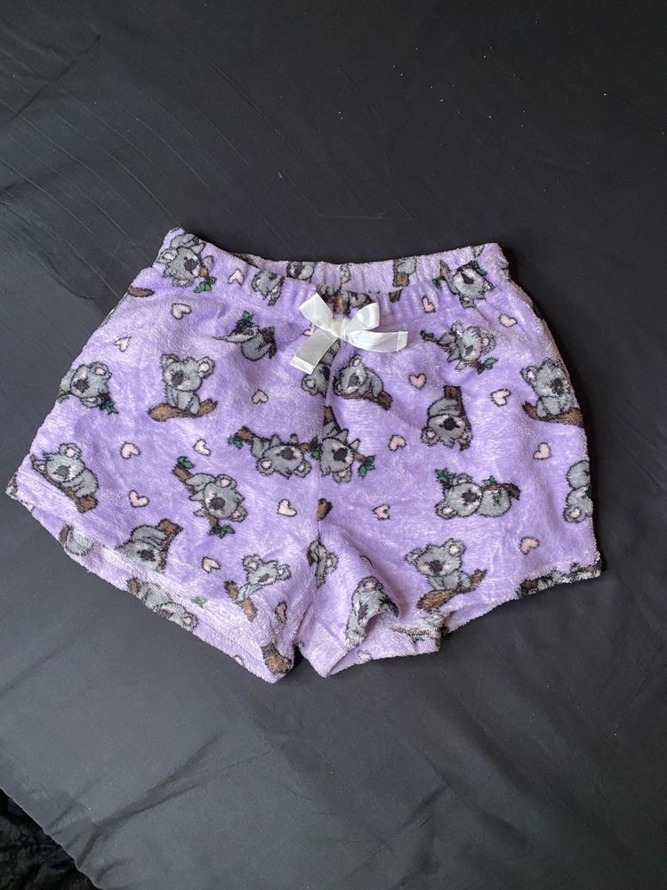 Koala Print Plush Lounge Shorts