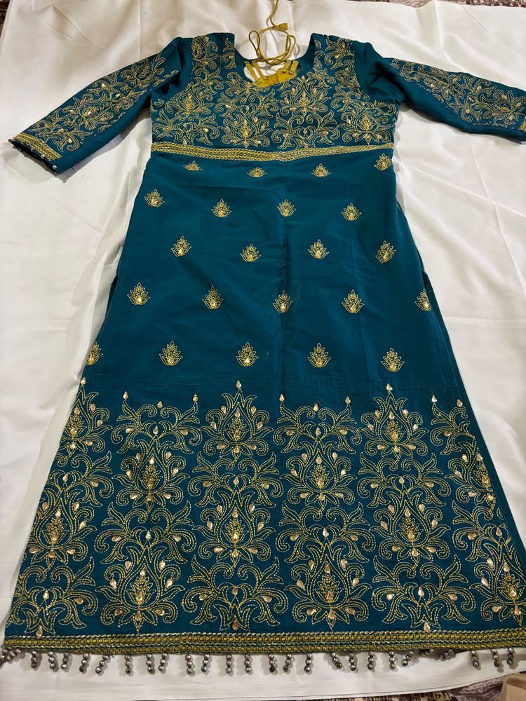 Teal &amp; Gold Salwar Kameez Set