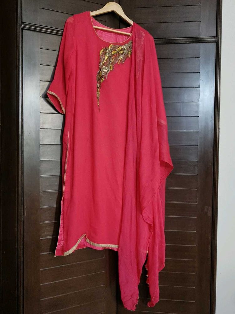 Embellished Pink Ethnic Kurta Palazzo Set