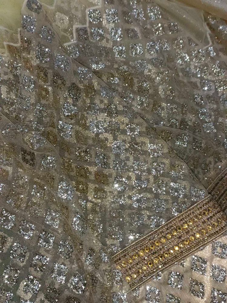Cream Colour Half N Haf Saree..