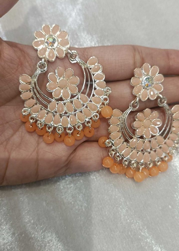 Peach Floral Earrings