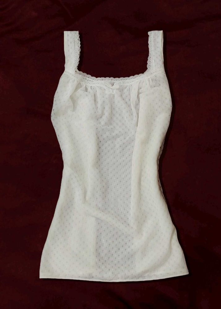 Ice White Lacey Cami Top