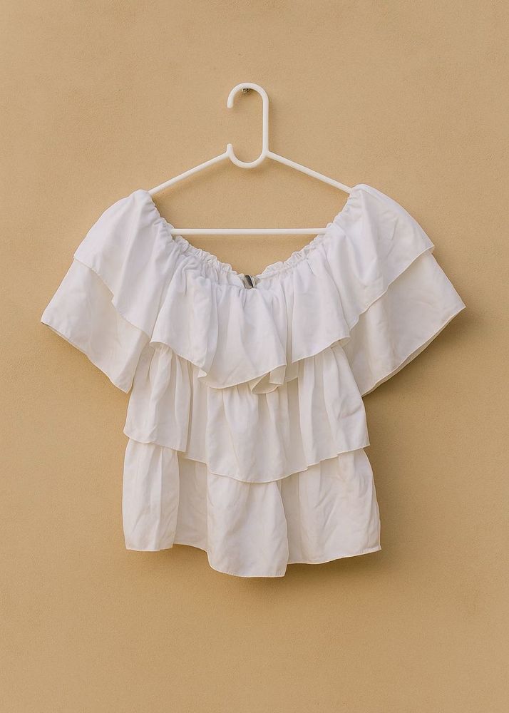 Elegant Off-Shoulder White Ruffle Top Display