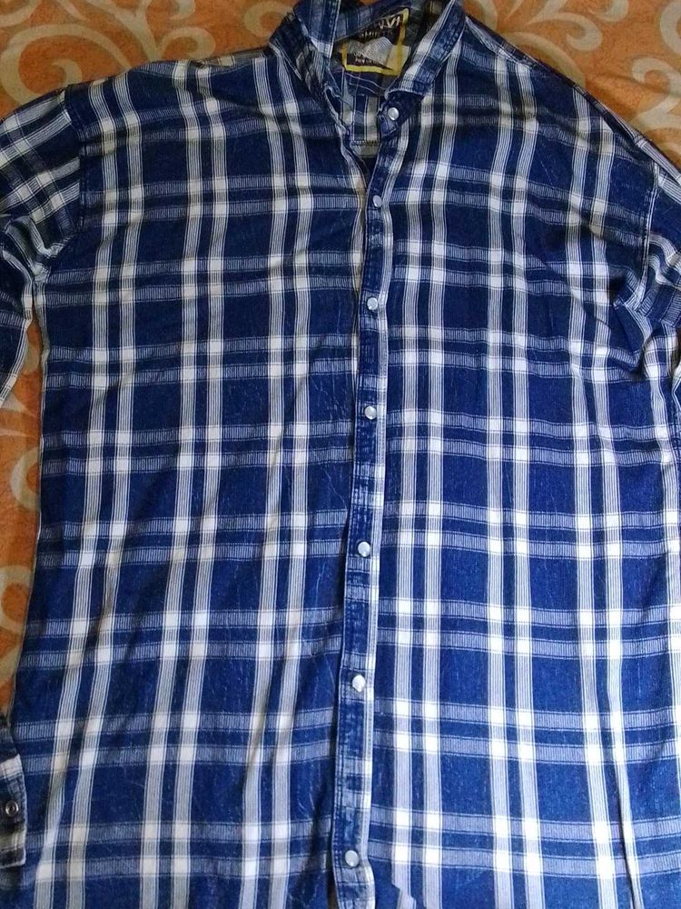 Blue Plaid Button-Down Shirt