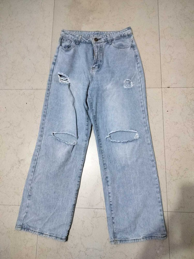 Ripped Wide Leg Jeans