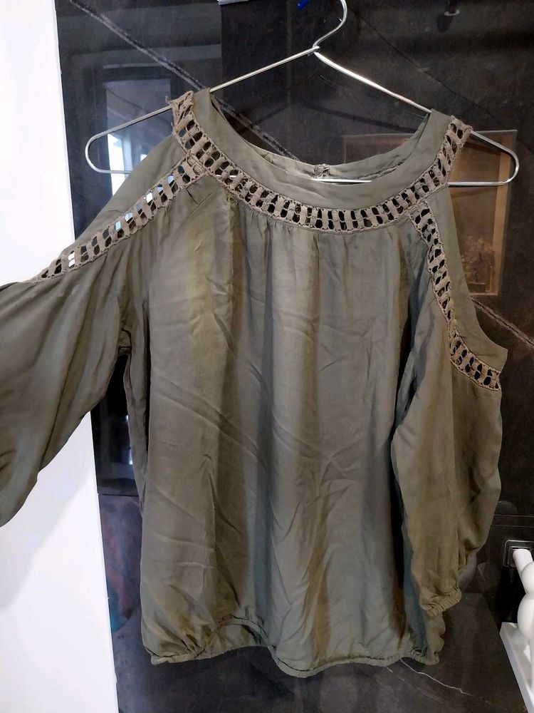 Olive Cold Shoulder Top