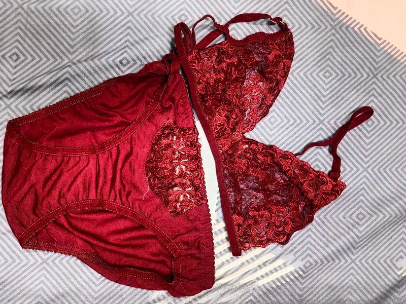 Net Lace Lingerie Set - Size 34 To 40 (Only One)