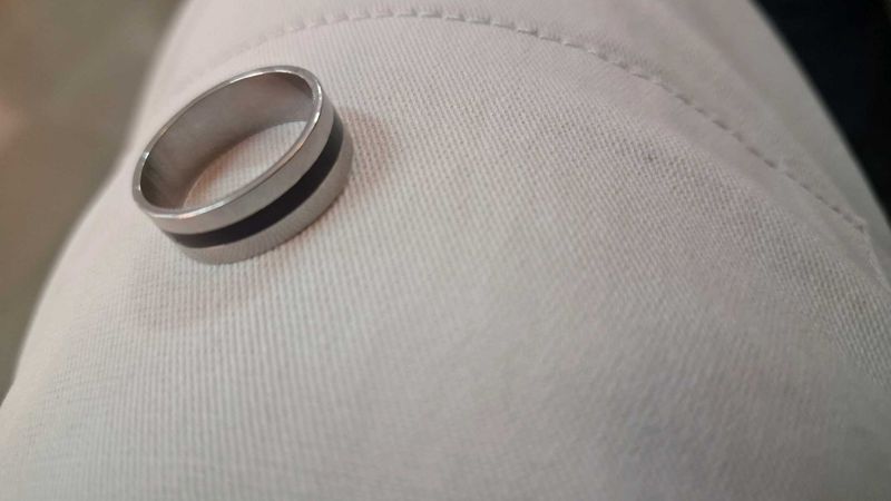 Stainless Steel Ring With Black Coted Substance