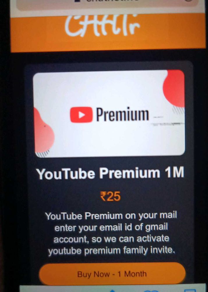 YouTube Premium 1 Month - ₹25