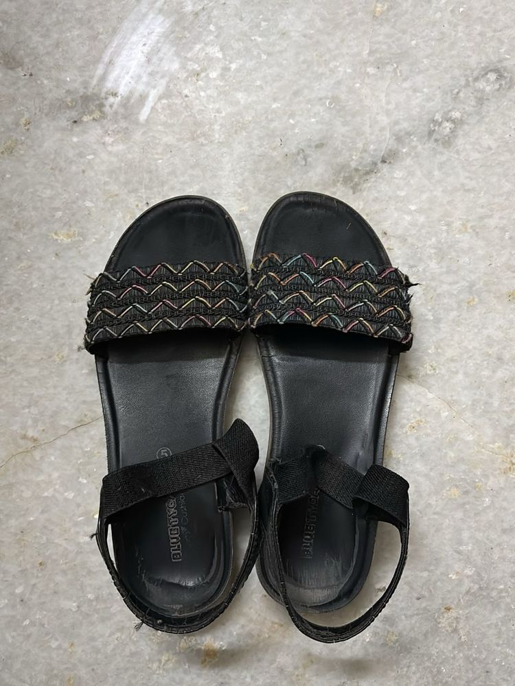Black Woven Sandals