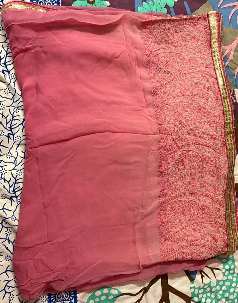 Pink Embroidered Saree