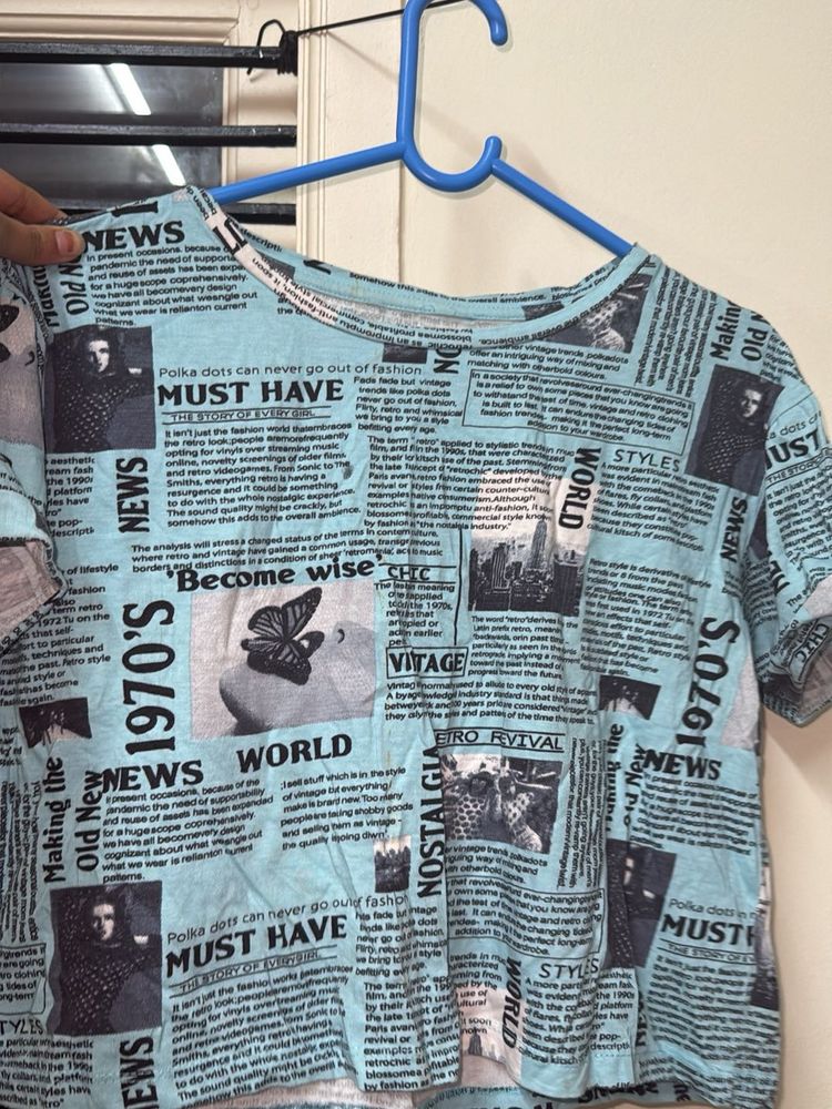 Blue printed cropiee