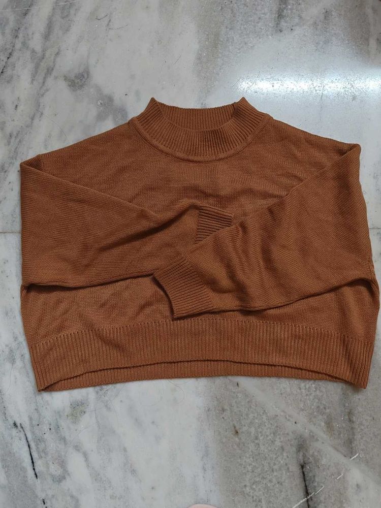 Tan Mock Neck Sweater