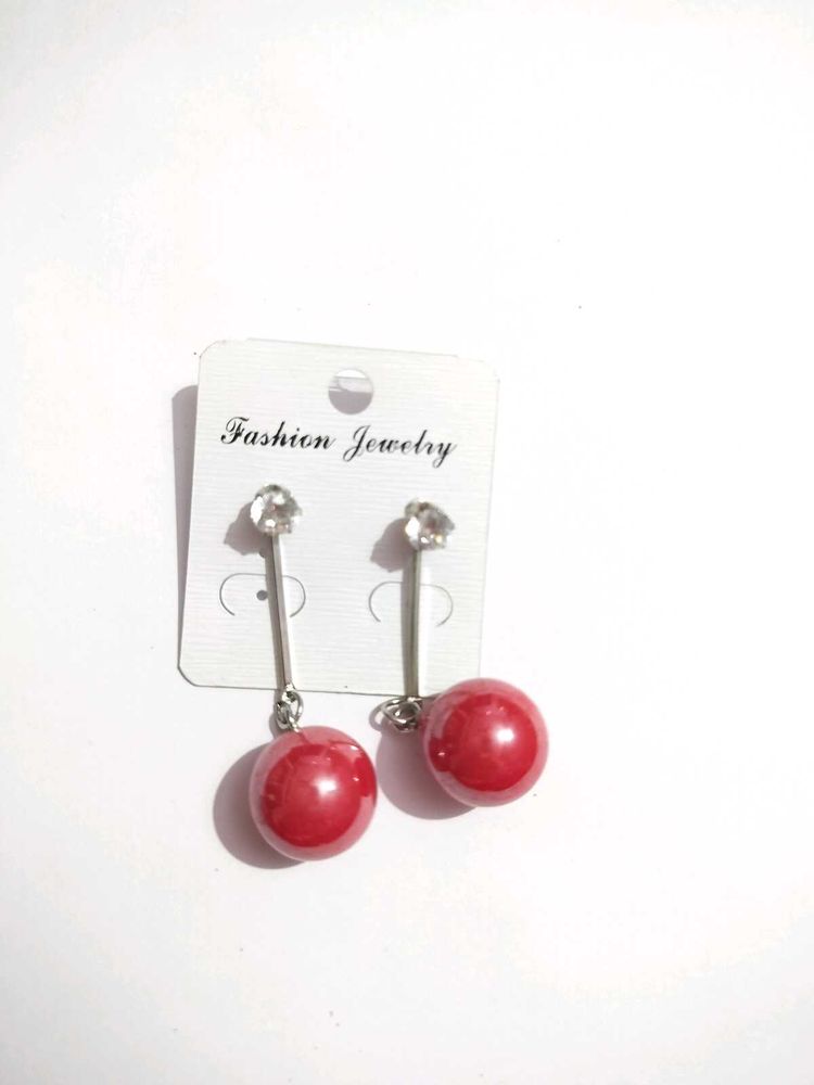 Red Ball Dangle Earrings