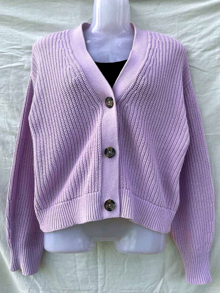 Mango Lilac Knit Cardigan