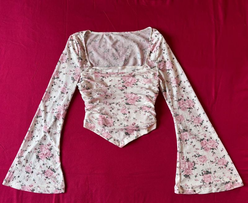 Savana White Floral Mesh Top