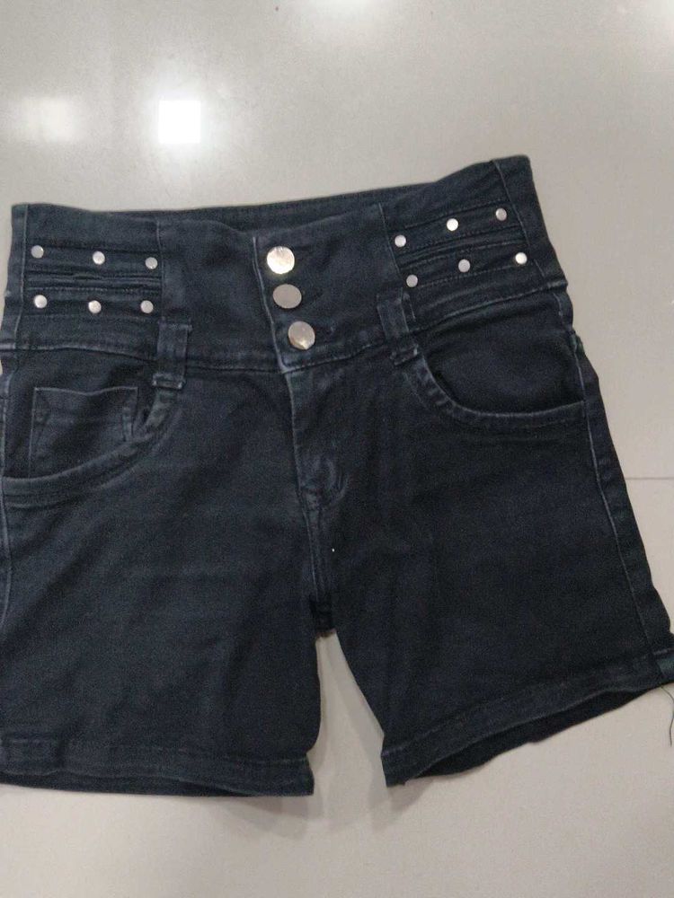 Black Denim Shorts