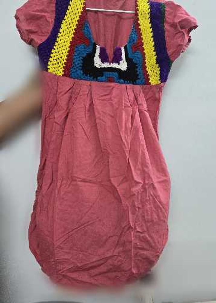 Colorful Crochet Detail Fitted Top