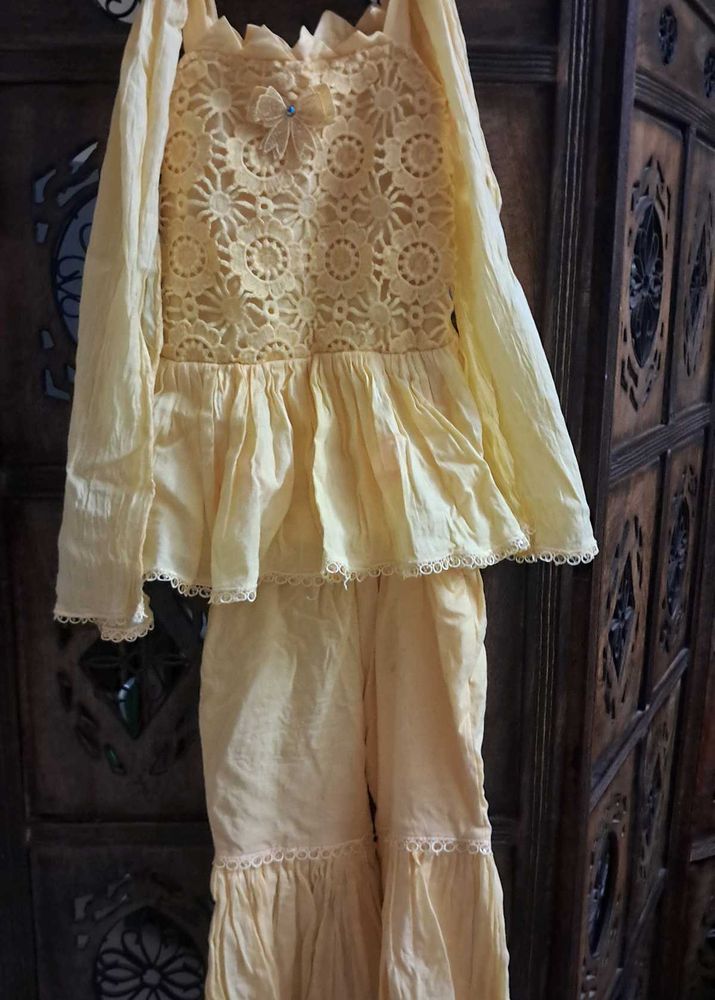 Party Wear Plazo Yellow Outfit