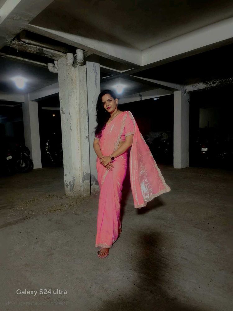 One Time Used Saree With Stitched Blouse