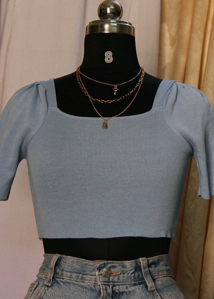 Cute Blue Crop Top