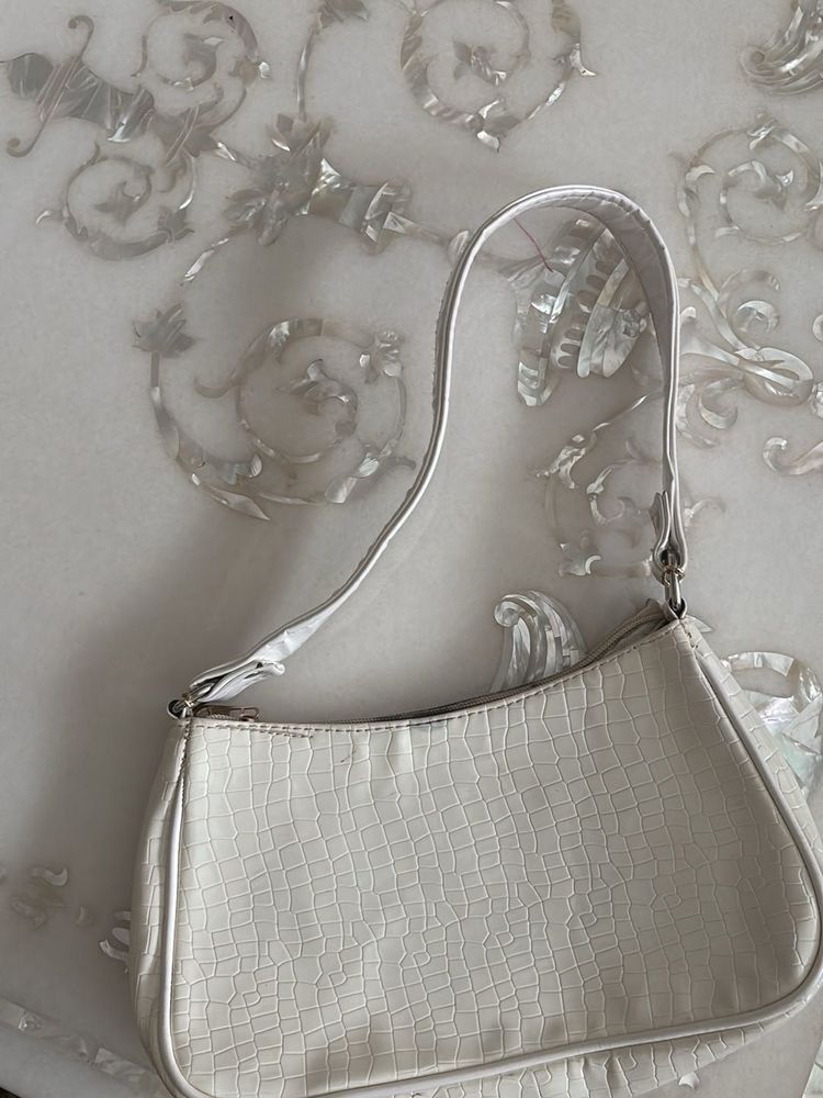 White Croc Shoulder Bag