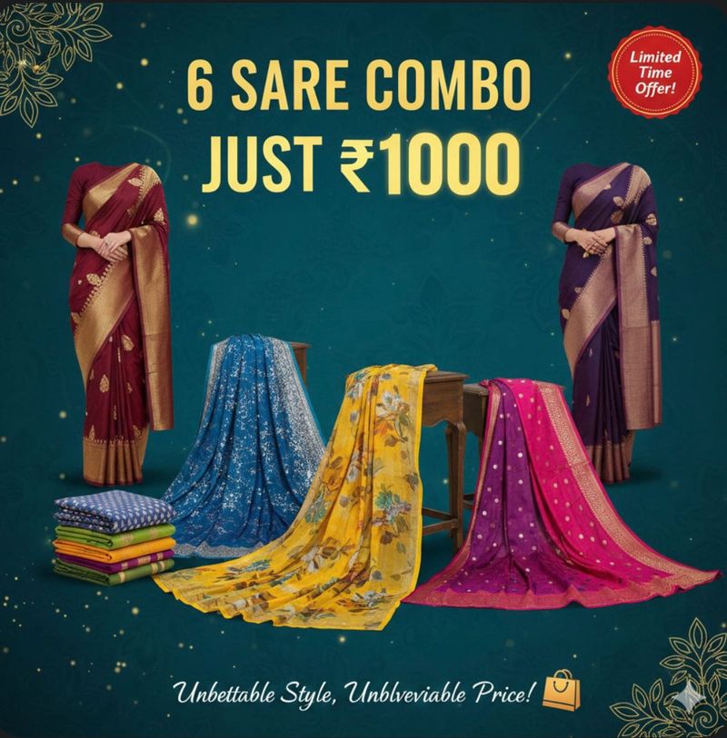 Saree Combo - 6 Sarees for ₹1000!