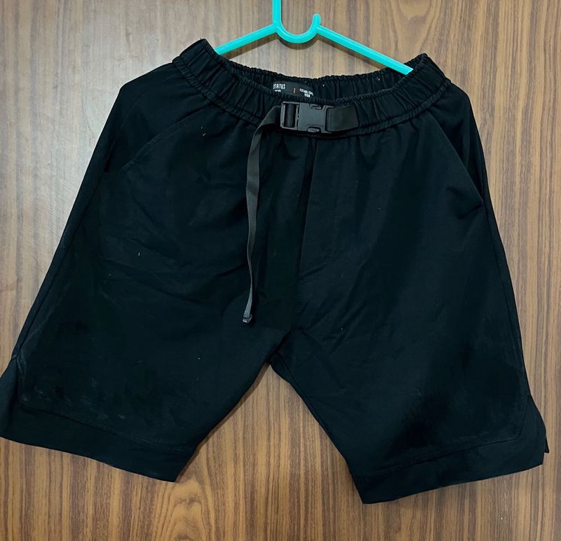Belted Black Shorts
