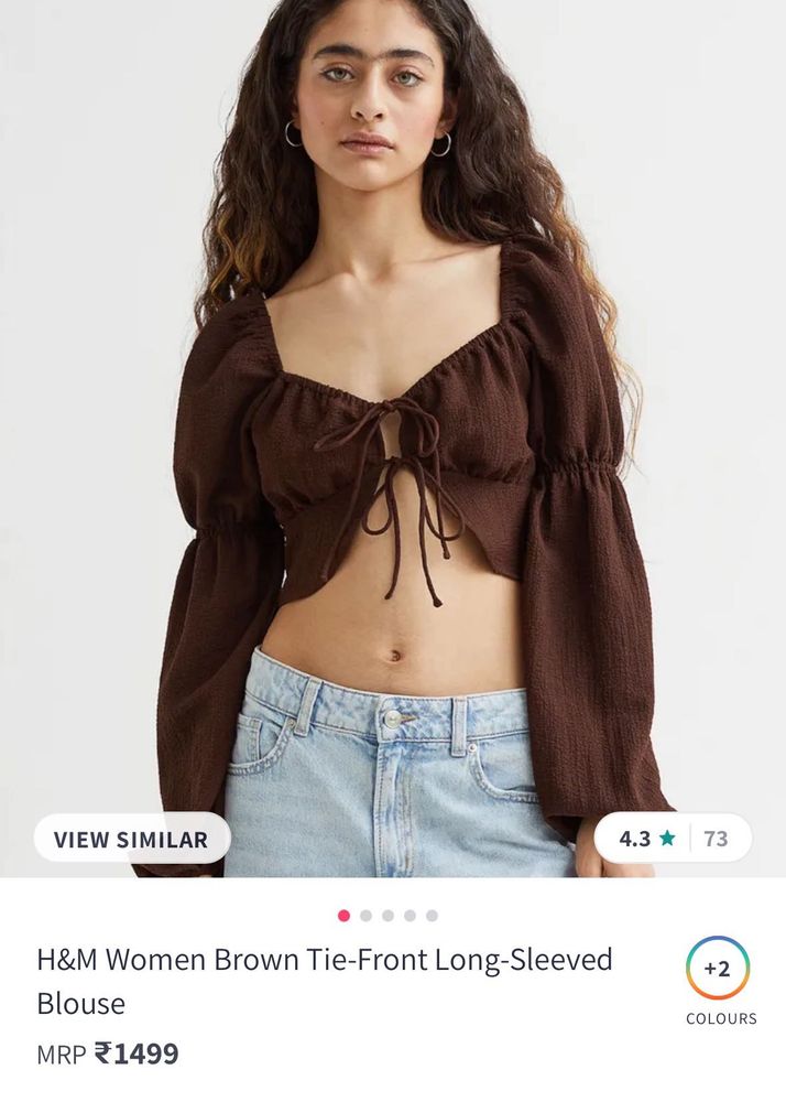 Brown Long Sleeve Crop Top