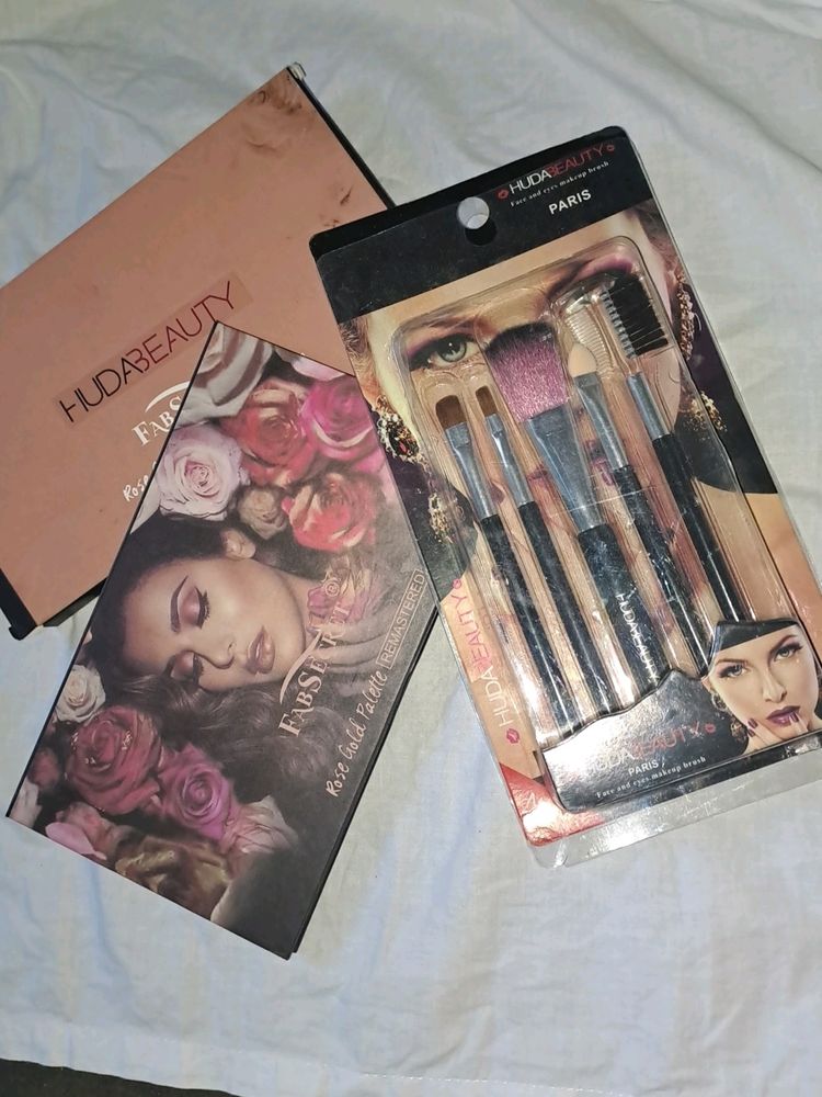Huda Beauty Eyeshadow Palette And Makeup Brush