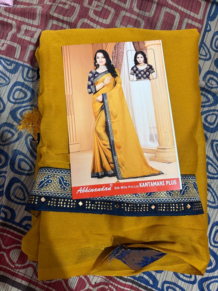 Elegant Mustard Saree with Border