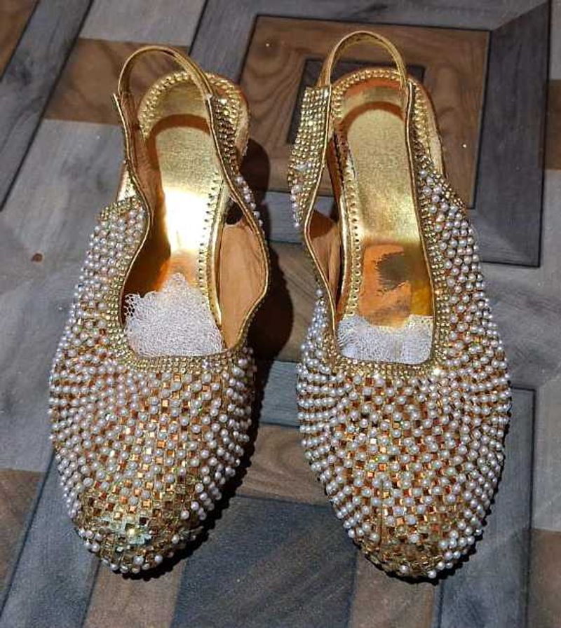 Elegant Gold Embellished Footwear