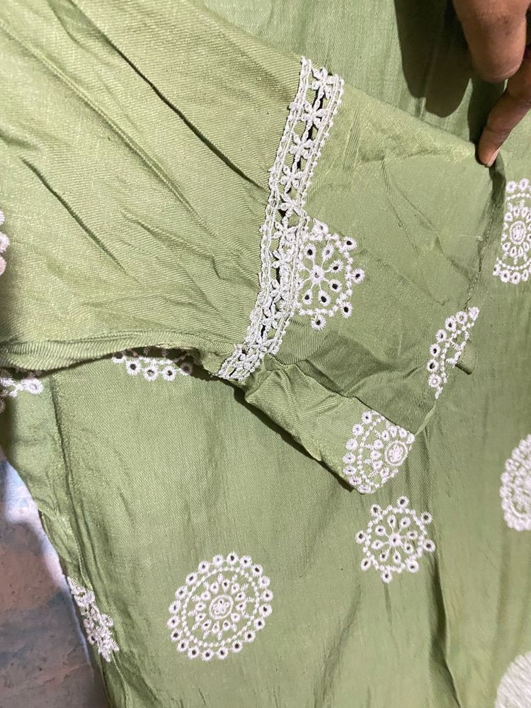 Green Embroidered Top