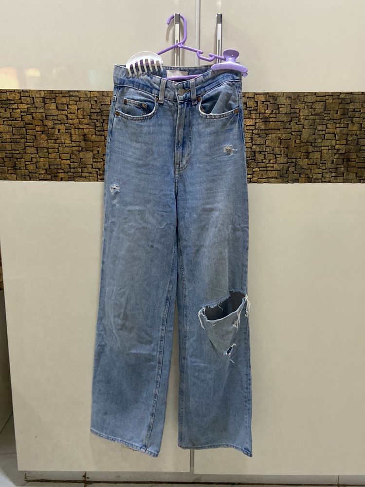 h&amp;m wide leg jeans high waist
