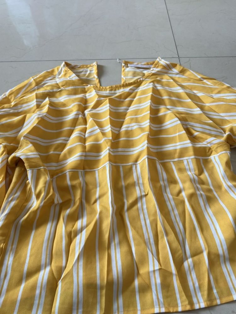 Yellow &amp; White Striped Blouse