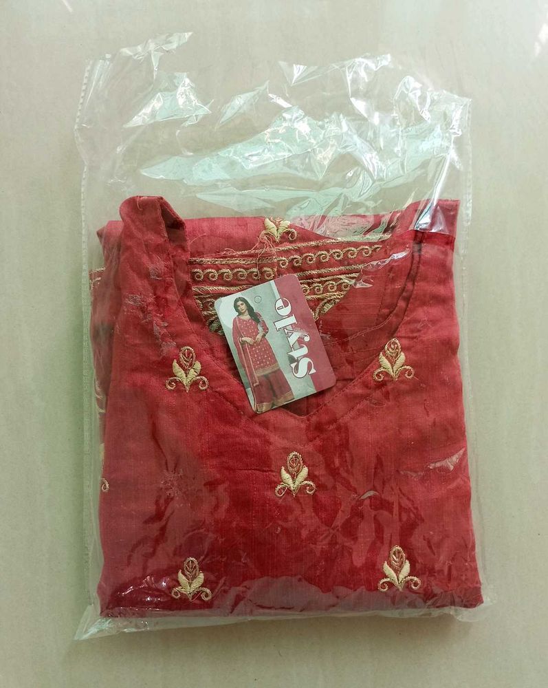 Red Embroidered Kurti
