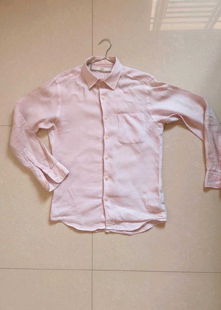 Uniqlo light Pink Linen Shirt Thrift