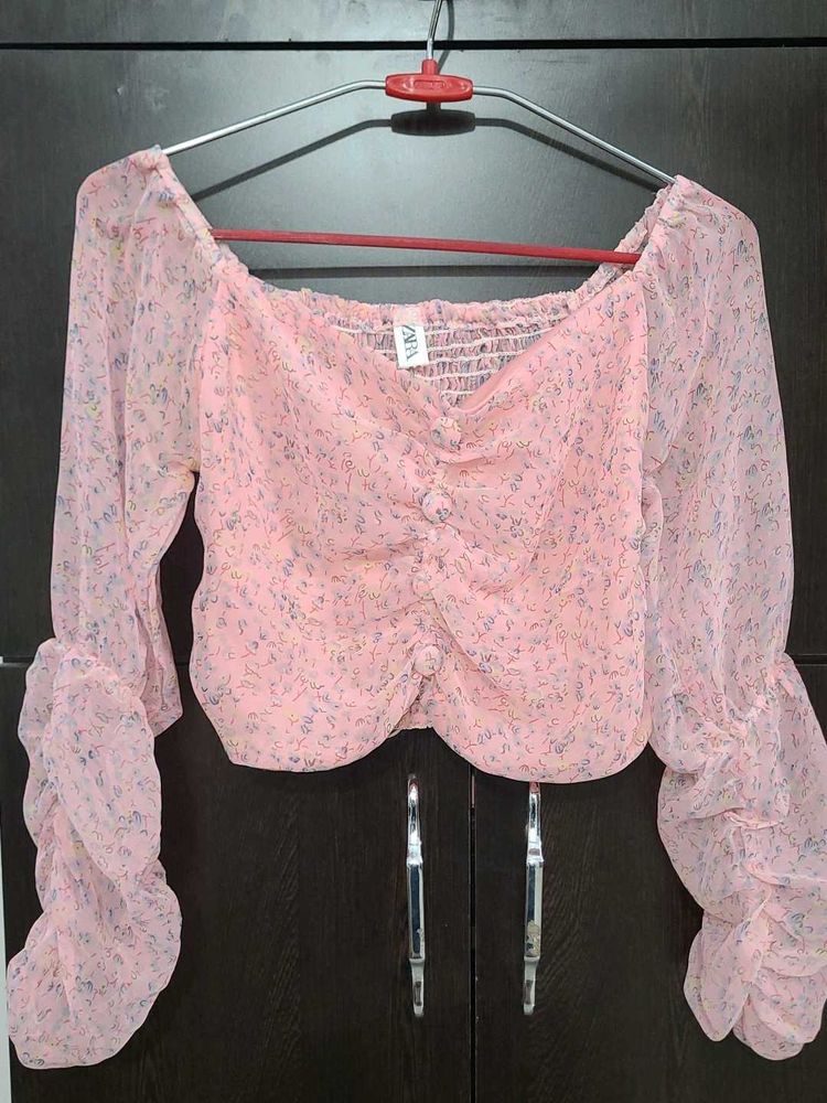 Floral Chiffon Long Sleeve Top