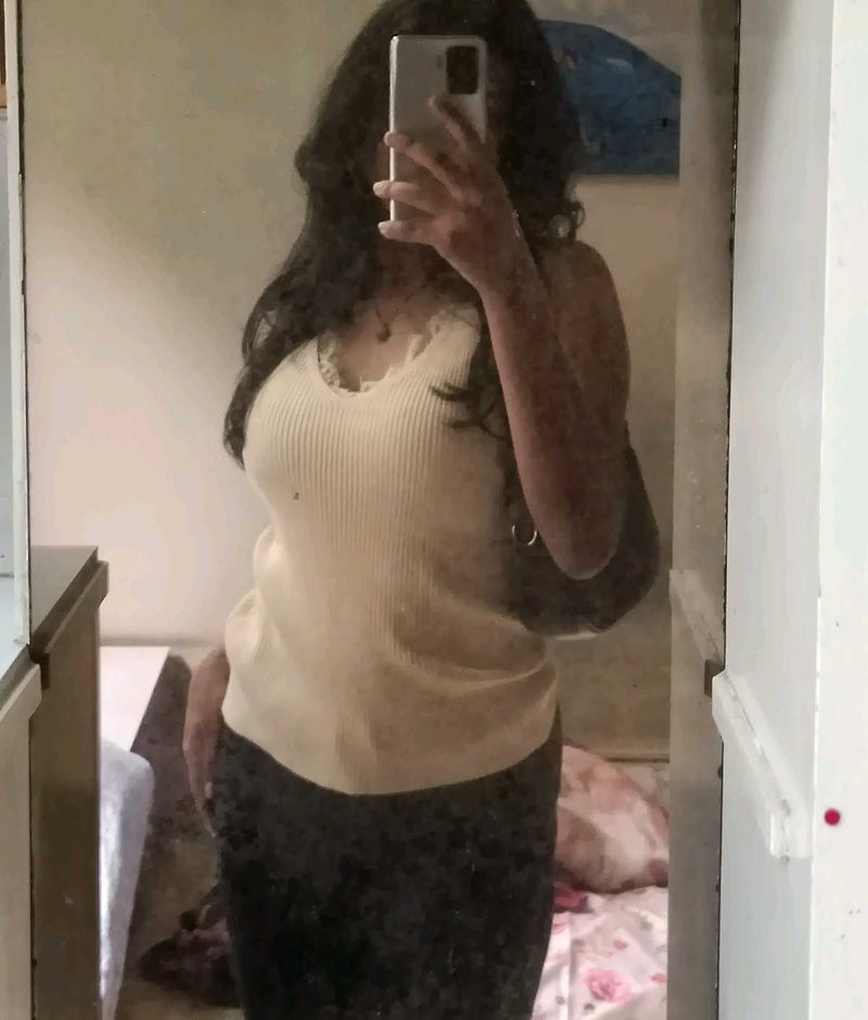 Savana Dupe Ribbed Lacey 2000s Going Out Tank Top