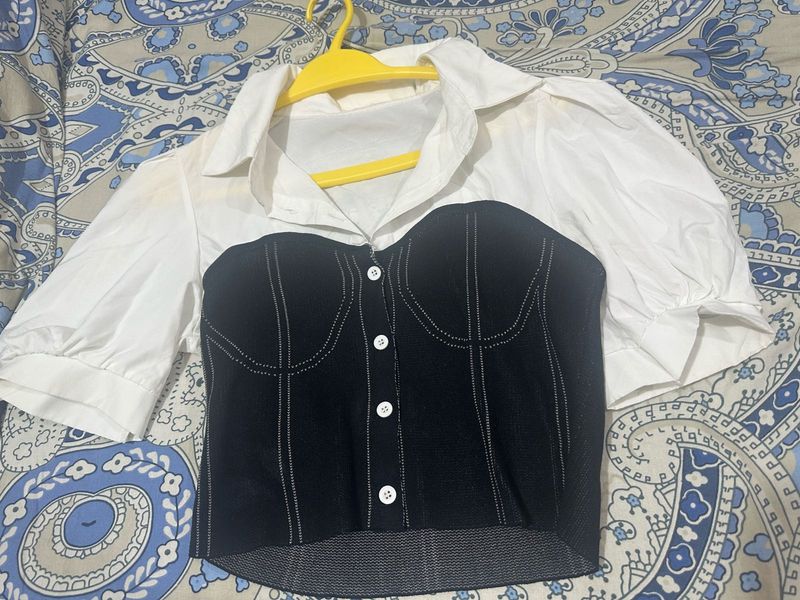 Black &amp; White Corset Top