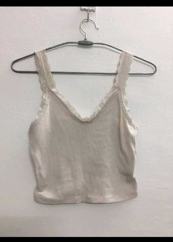 Lace Trim Ribbed Tank Top